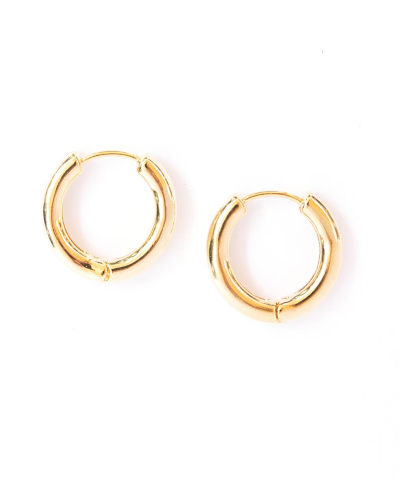 Chunky Round Hoop Earrings – Medium Gold