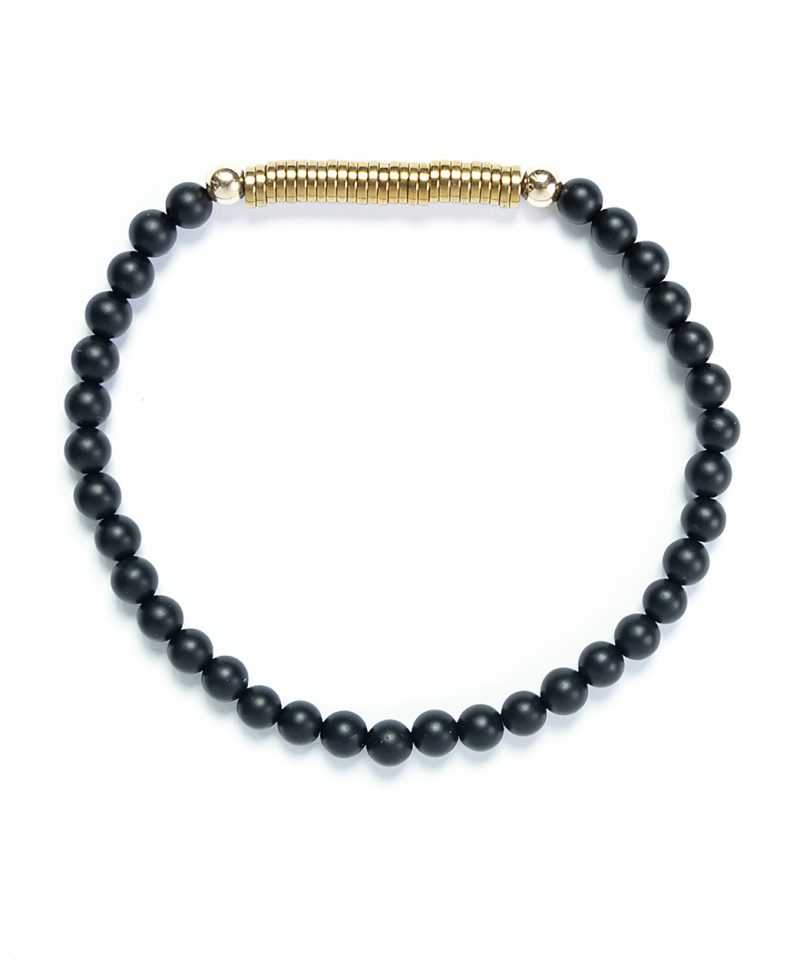 Heishi Bracelet – Matte Black Agate 4mm