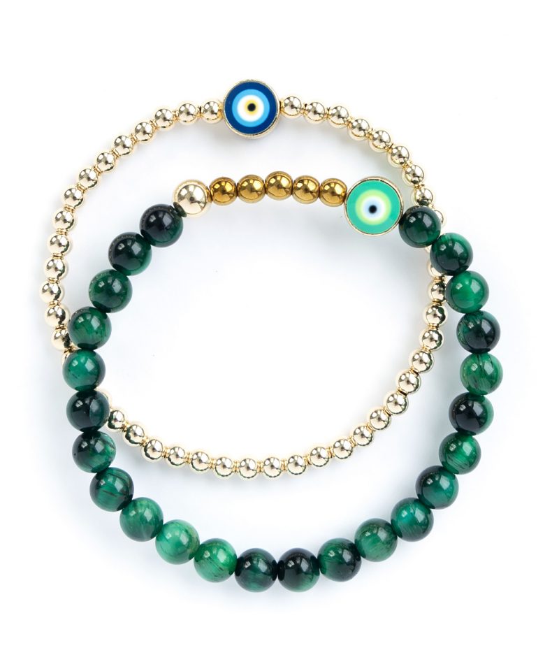 Ojo Bracelet Emerald Tiger Eye – Gold