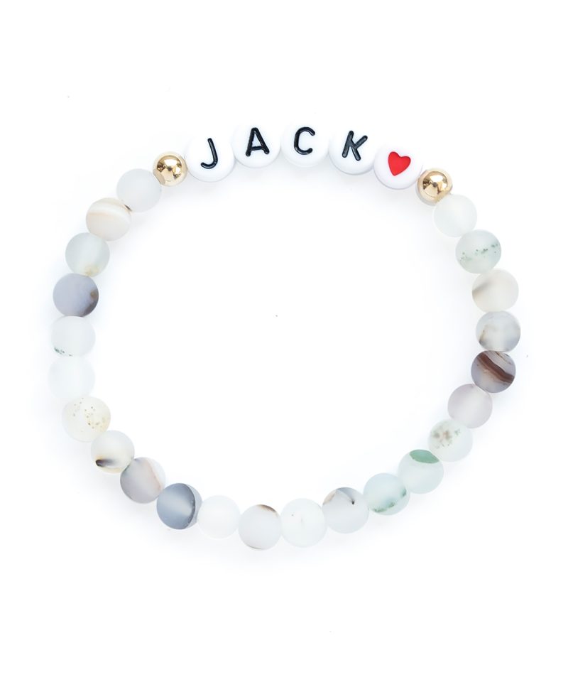 Name Game Bracelet – 6mm Frosted Motley Agate